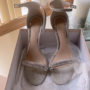 Badgley Mischka Jewel silver embellished sandals 8